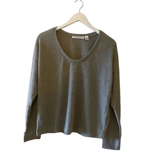 Project Social T Womens Sweater Top Fleece Neck Heather Gray Size Small - Picture 1 of 12